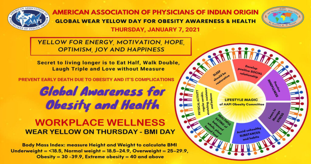AAPI To Observe January 7th As Global Wear Yellow Day For Obesity Awareness & Health
