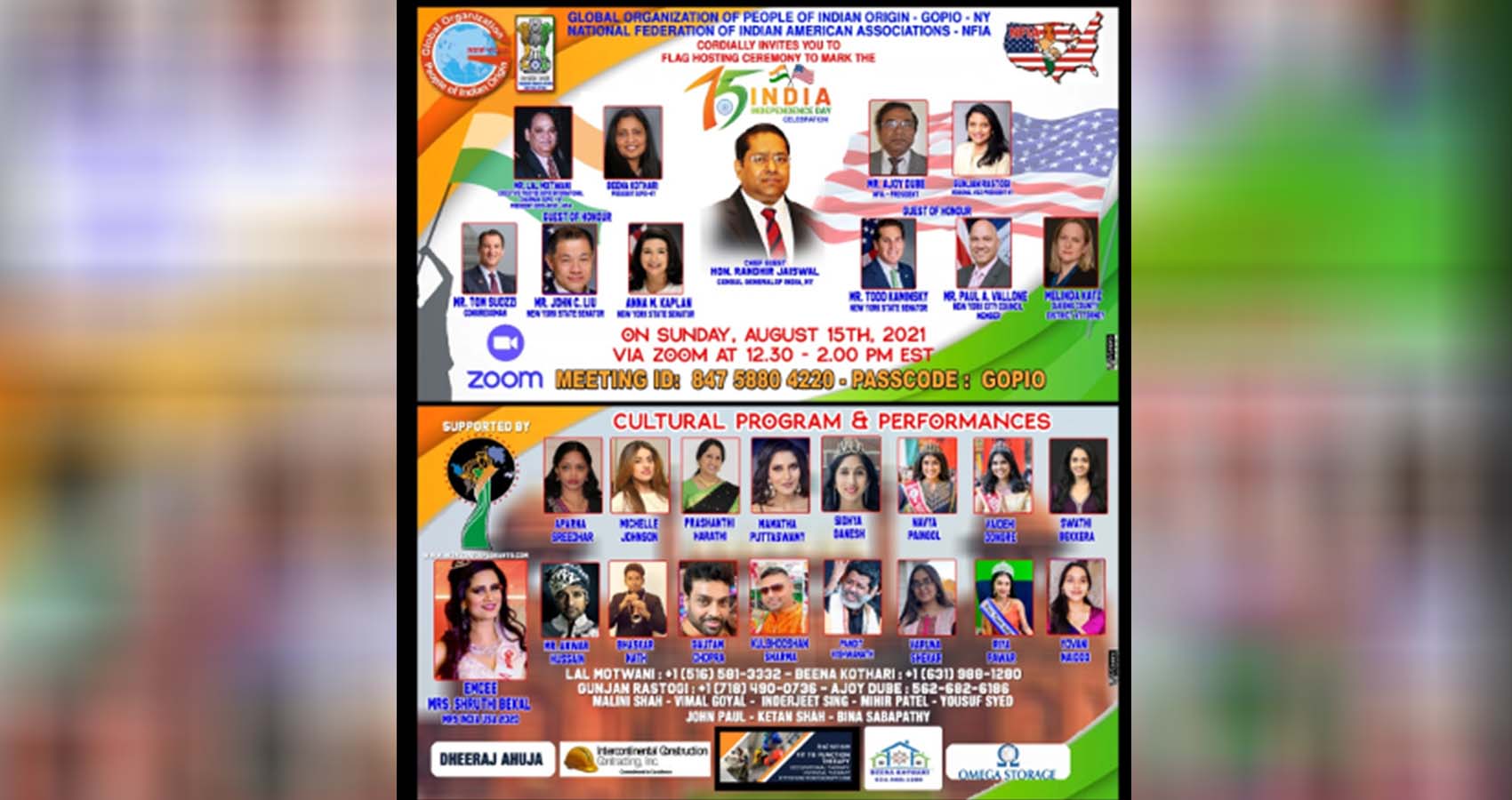 GOPIO New York & NFIA Celebrate India’s 75th Independence Day