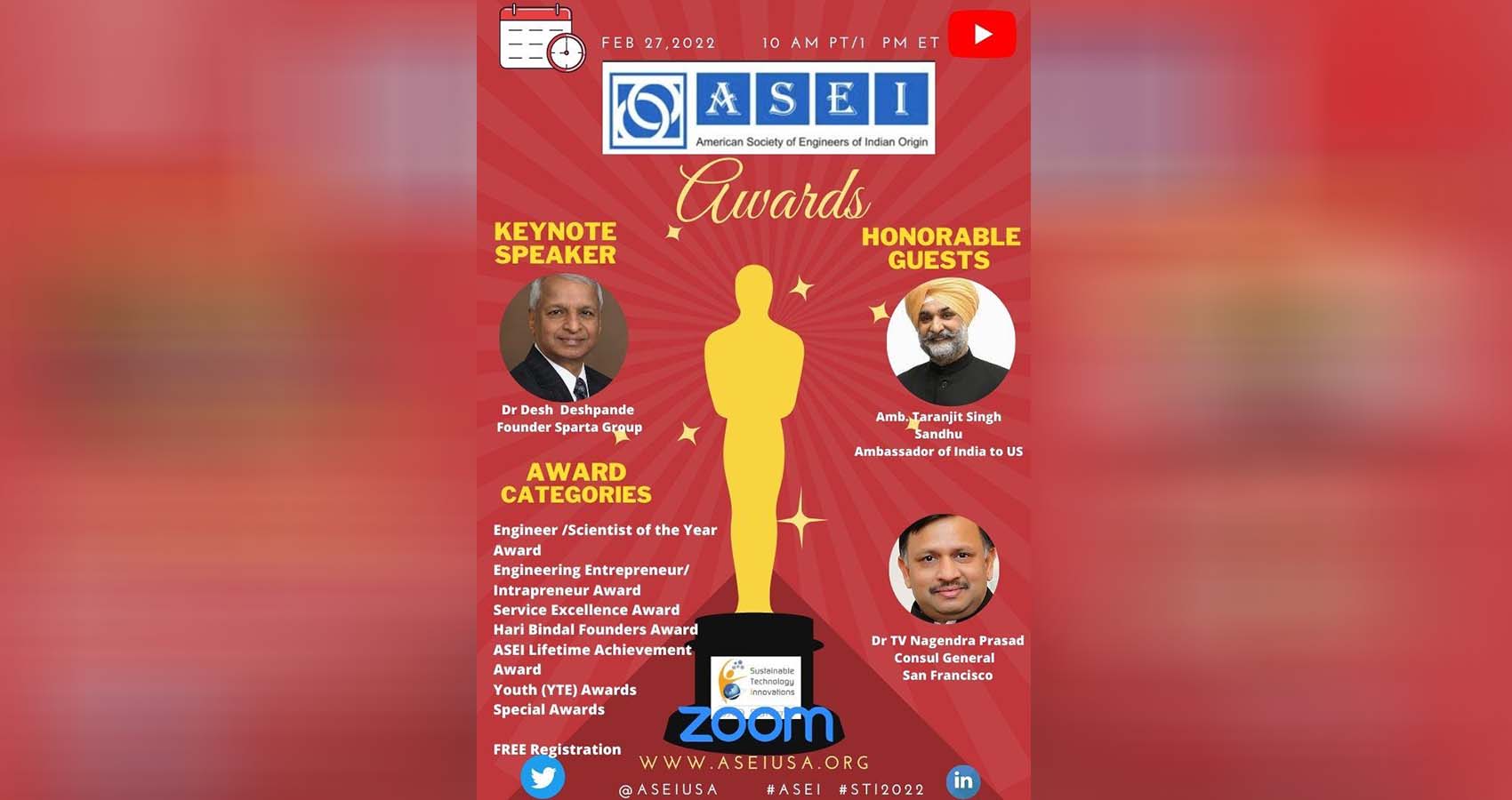 ASEI To Honor Engineers, Scientists And Community Leaders At Its 34th National Convention Finale Awards Event