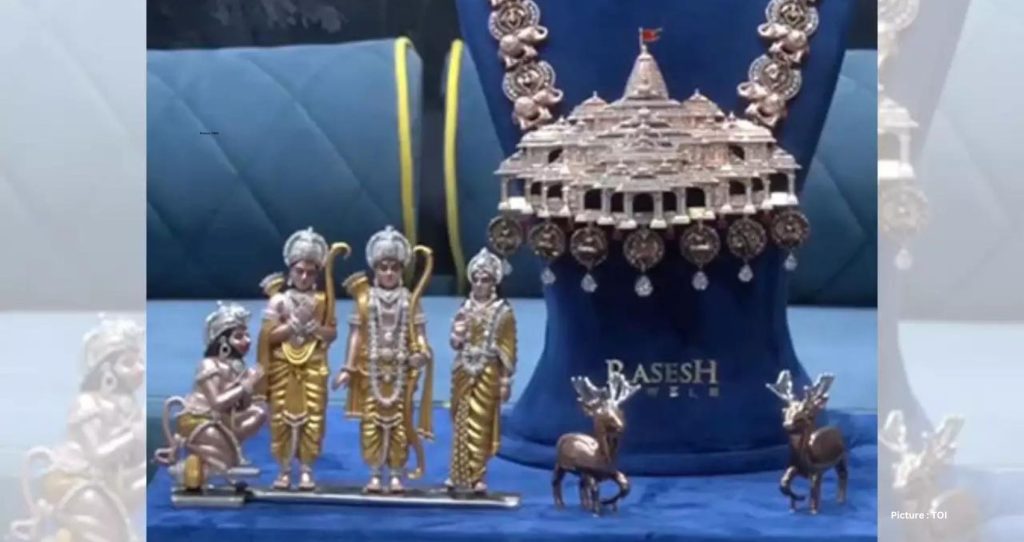 Over 5000 American Diamonds Adorn The Necklace On Theme Of Ram Temple