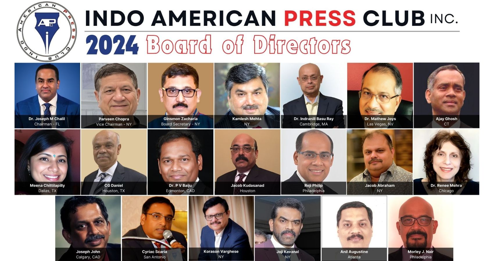 Feature and Cover Indo American Press Club Announces Board of Directors for 2024