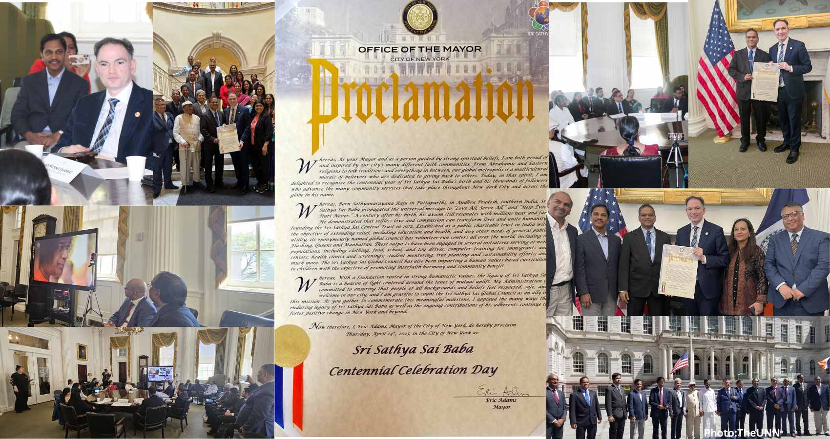 New York City Mayor Proclaims April 24, 2025 as Sri Sathya Sai Baba Centennial Celebrations Day