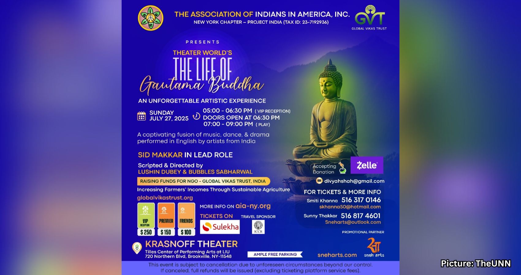 AIA NY Chapter – Project India Presents “The Life of Gautama Buddha” – A Theatrical Fundraiser Supporting Indian Farmers