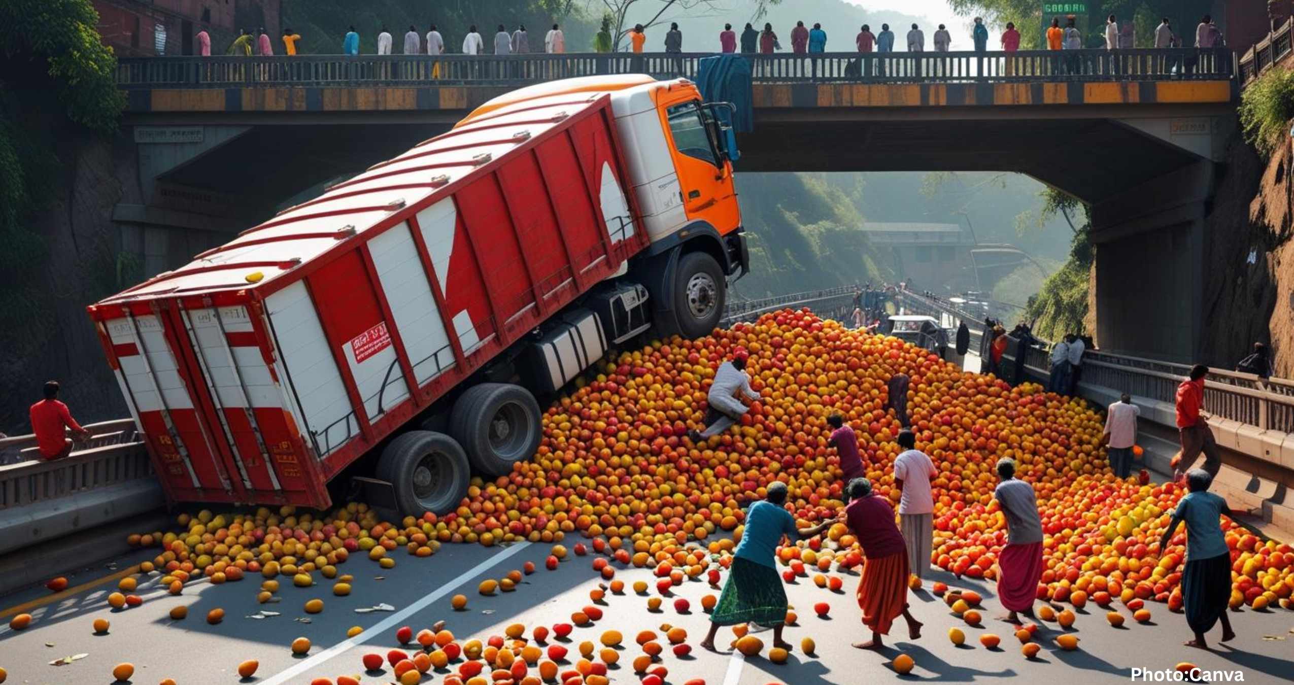 Feature and Cover Truck Overturns in Dehradun Spilling Mangoes