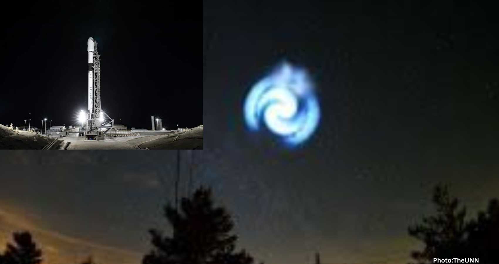 Feature and Cover Spectacular Blue Spiral Light in Night Sky Likely from SpaceX Rocket