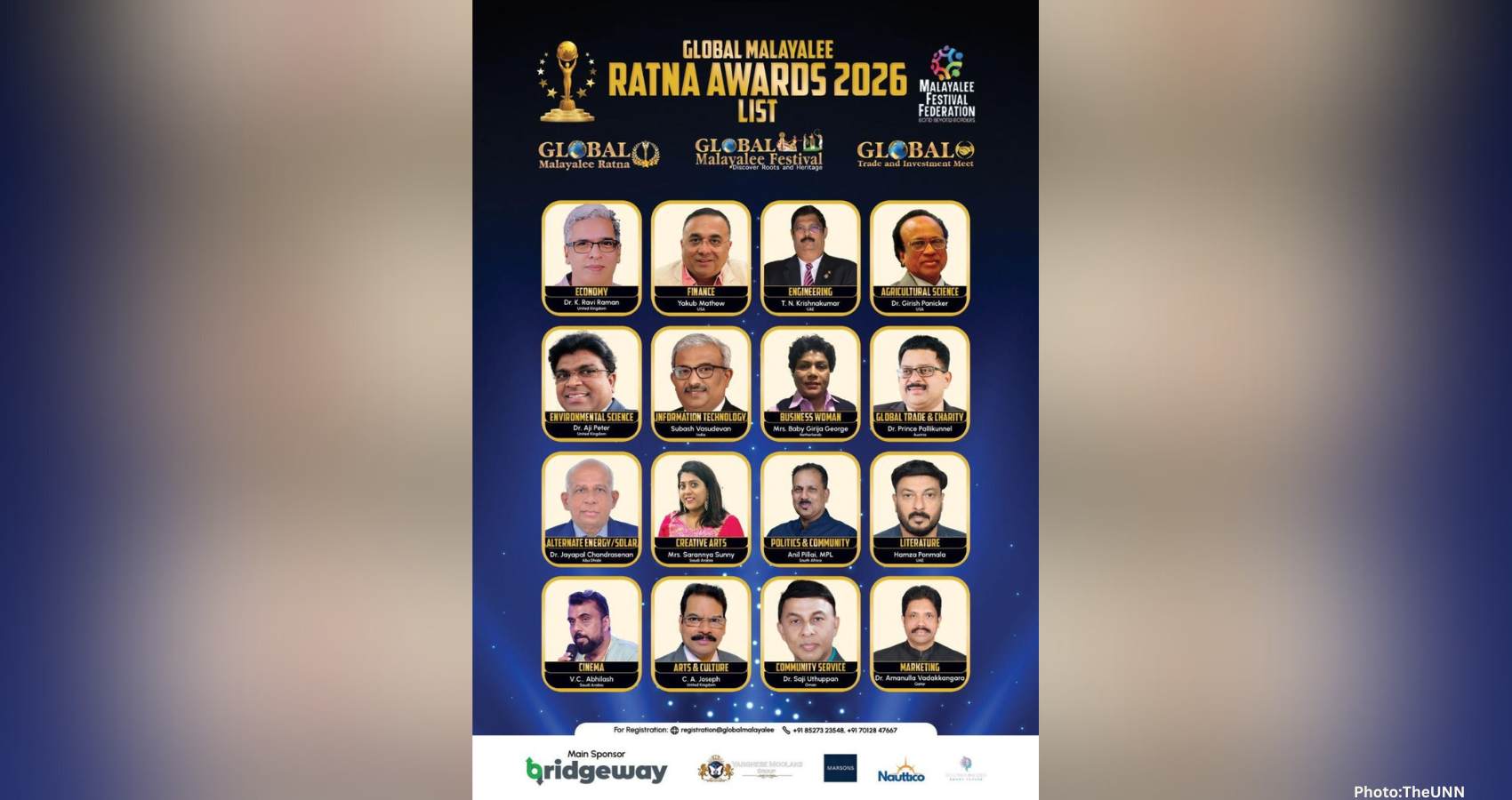 Global Malayalee Festival to Honor 16 Distinguished Achievers With Global Malayalee Ratna Awards