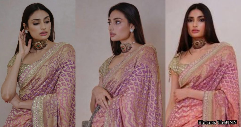 Athiya Shetty Wears Manish Malhotra Sari at Wedding Reception