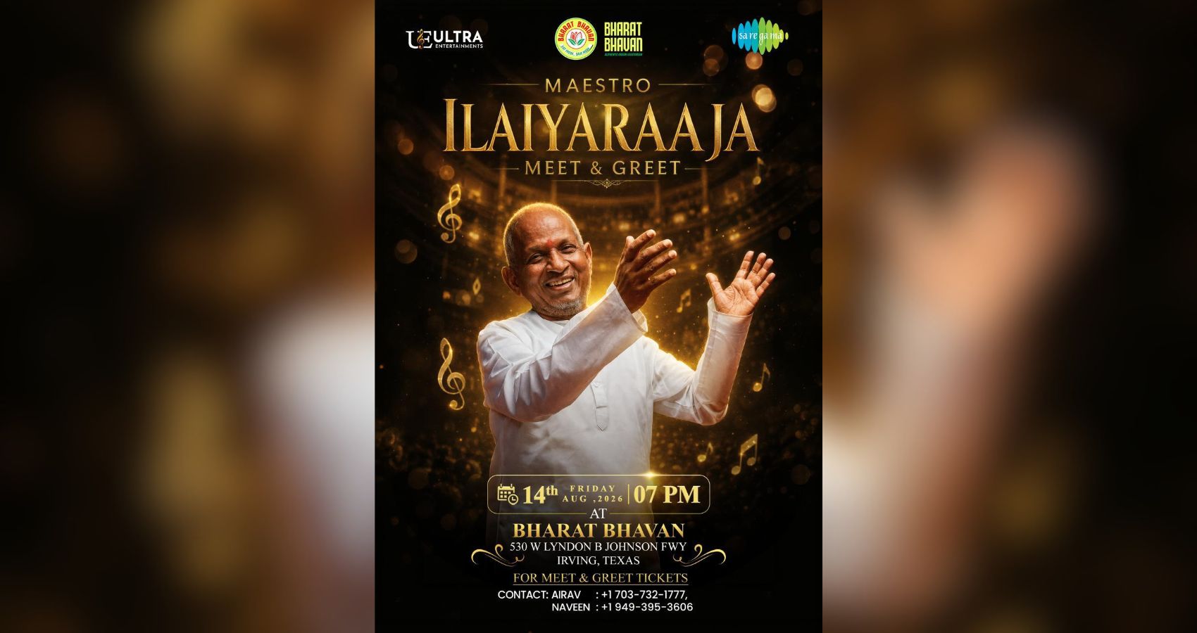 Ultra Entertainments & Bharat Bhavan Bring Maestro Ilaiyaraaja’s “Raja 50” to Dallas