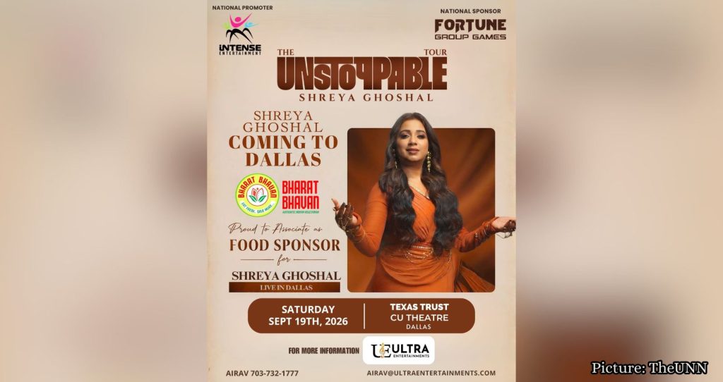 SHREYA GHOSHAL TO BRING HER UNSTOPPABLE TOUR TO DALLAS
